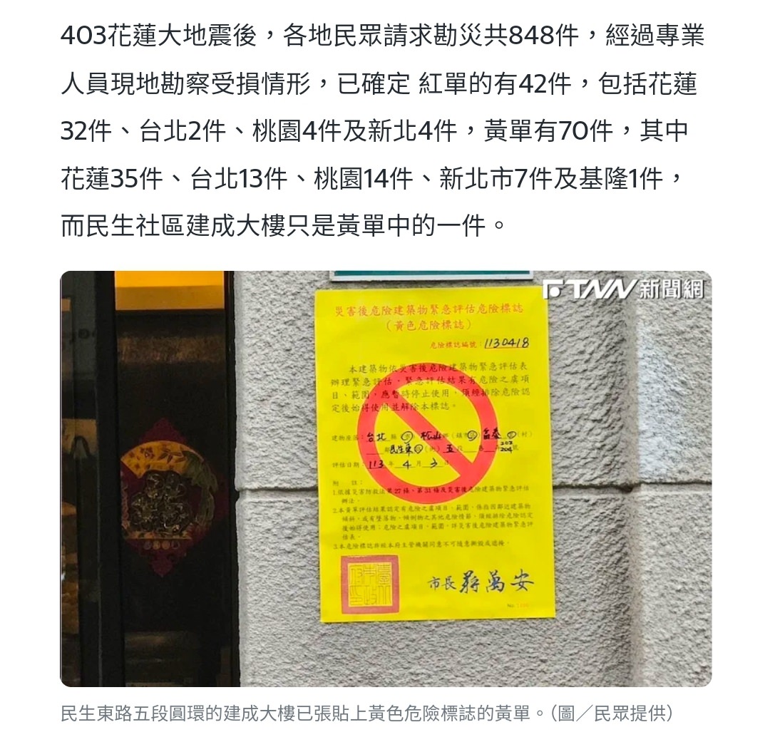 【不動產新聞】臺北市建築物地震列管黃標紅標的建築物有哪些?